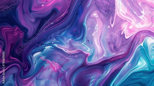 Abstract liquid paint background with purple, blue and pink colors. A visual representation of the swirling patterns