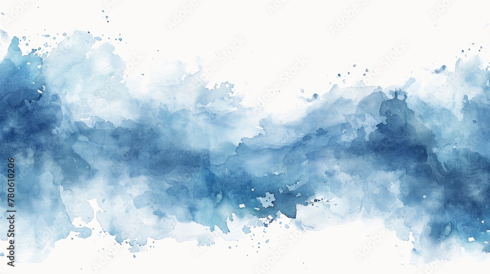 Obraz premium Abstract watercolor background with blue and white colors, soft watercolor painting in the style of watercolour, hand painted illustration, flat design
