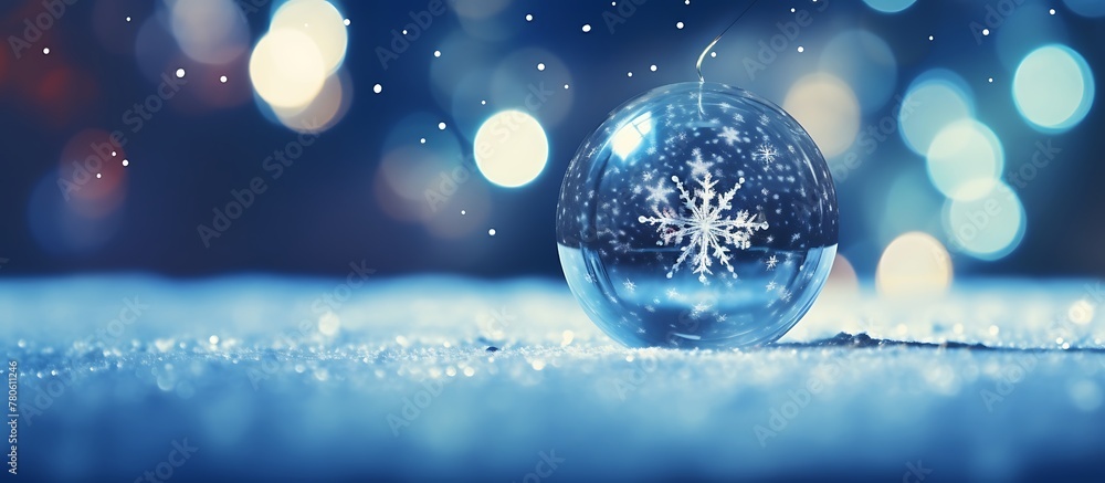 スノードームの中に輝く雪の結晶,Snowflakes shining in a snow globe,Generative AI スノードームの中に輝く雪の結晶,Snowflakes shining in a snow globe,Generative AI