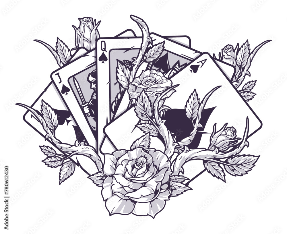 Naklejka premium Cards with flowers monochrome logotype