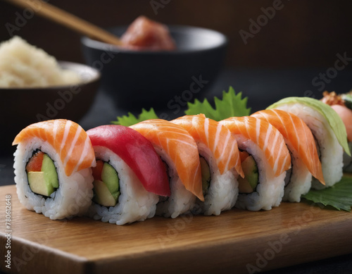 Rainbow Sushi Roll Assortment with Fresh Ingredients