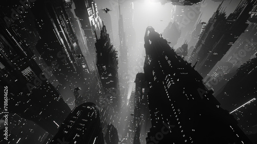 Black and white cityscape from a nightmare photo