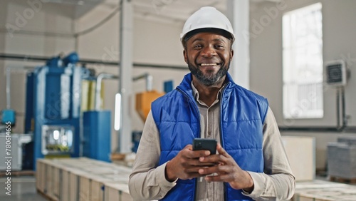 Joyful happy cheerful contented glad delighted middle-aged bearded good-looking attractive male with fantastic marvelous phone smiling for the camera during his working process.