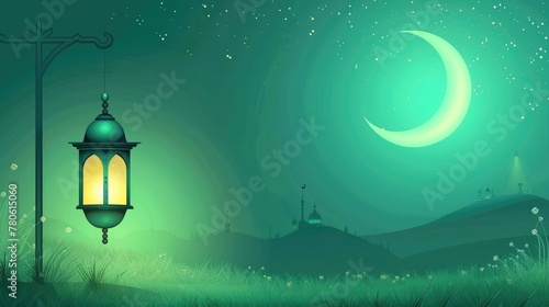 Eid mubarak and ramadan kareem greetings with islamic lantern