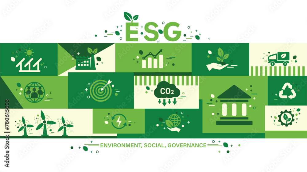Fototapeta premium ESG concept icon for business and organization, Environment, Social, Governance and sustainability development concept. vector illustration, Infographic.