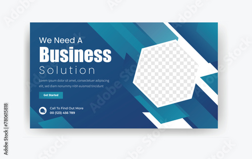 Marketing business YouTube thumbnail design, vector presentation template, corporate business template, YouTube video thumbnail 