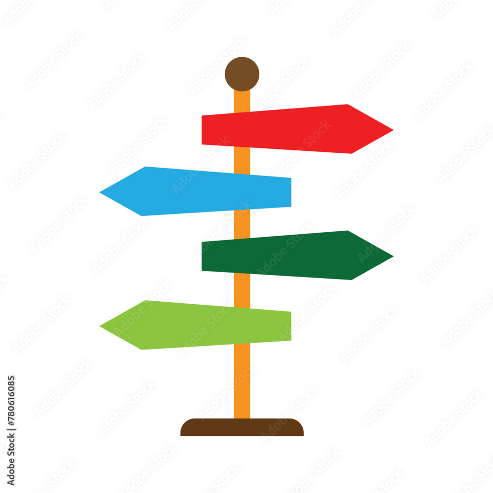 Signpost icon in flat style. Guidepost, direction arrows symbol. Milepost, road guide boards illustration for perfect web and mobile applications. road sign vector design. EPS file 190. Signpost icon in flat style. Guidepost, direction arrows symbol. Milepost, road guide boards illustration for perfect web and mobile applications. road sign vector design. EPS file 190.