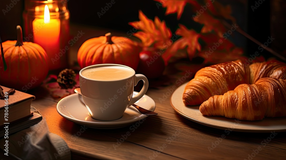 cup of coffee and croissant