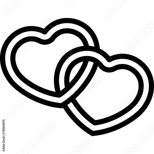 Overlapping Hearts Outlines Icon