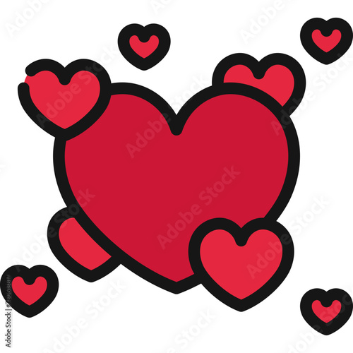 Multiple Size Hearts Cluster Icon