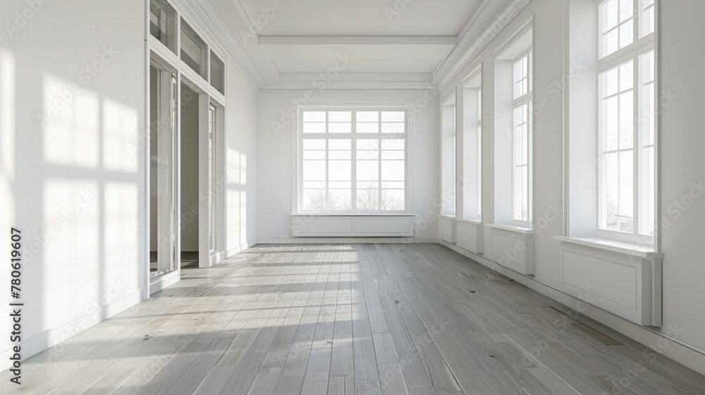 Empty apartments with white walls and big windows. Empty apartments with white walls and big windows.