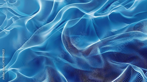 Abstract blue wave pattern with dotted texture.