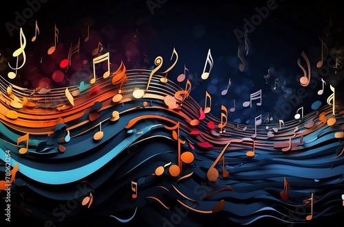 waves of music notes. abstract background