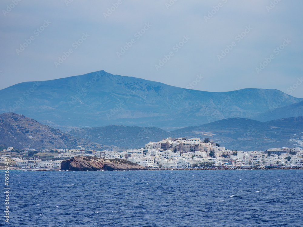 View towards Chora, Naxos City, Naxos Island, Cyclades, Greek Islands View towards Chora, Naxos City, Naxos Island, Cyclades, Greek Islands