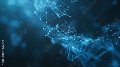 Abstract blue background with a polygonal mesh, low poly network and connections on a dark abstract digital technology concept for science or business design