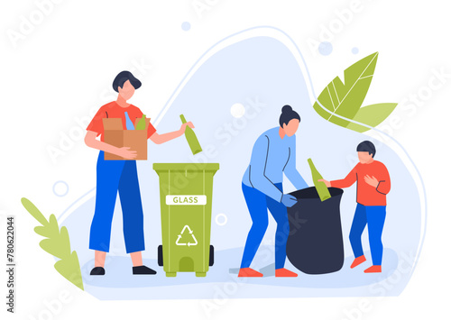 People separating garbage to safe environment and clean up
