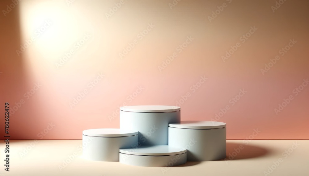 Beauty product podium, Empty and ready for spotlight bright, Light and glitter, Dreamy pastel backdrop. Beauty product podium, Empty and ready for spotlight bright, Light and glitter, Dreamy pastel backdrop.
