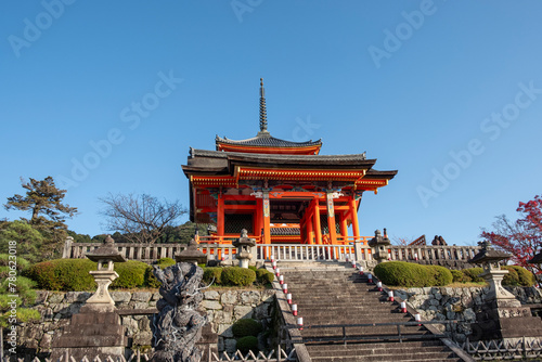 Kiyomizu-dera Buddhist Temple west gate in Kyoto, UNESCO World Heritage Site, Honshu, Japan
