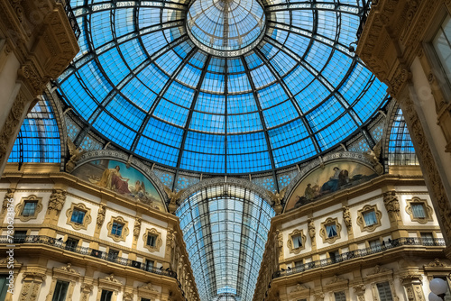 Architectural detail of the Galleria Vittorio Emanuele II, Italy's oldest shopping gallery, Piazza del Duomo, Milan, Lombardy, Italy photo