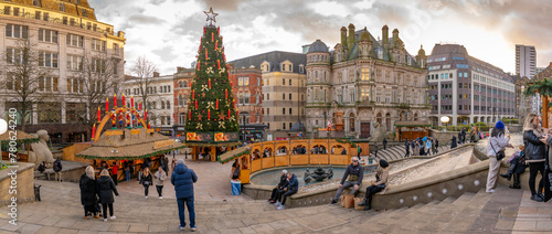 View of Christmas Market stalls in Victoria Square, Birmingham, West Midlands, England, United Kingdom photo