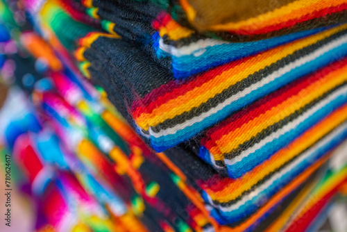 View of colourful fabric souvenirs, Hotel Zone, Cancun, Caribbean Coast, Yucatan Peninsula, Mexico photo