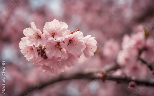 Blooming cherry blossom  Sakura  trees in Tokyo  soft pink petals  springtime  delicate beauty