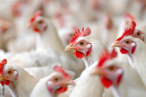 A group of chickens are standing in a pen