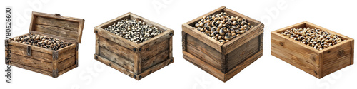 Wooden Box Full Of Black-Eyed Peas Hyperrealistic Highly Detailed Isolated On Transparent Background Png photo