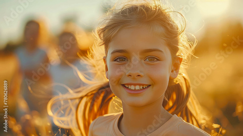 Portrait of a cute little girl in the wheat field at sunset © Aliaksandra