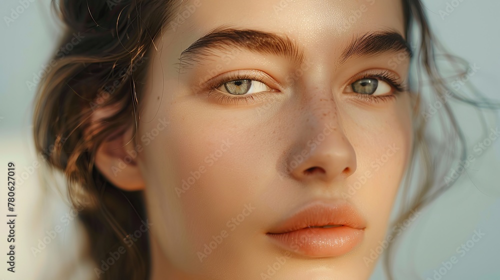 Portrait beautiful young woman with clean fresh skin. Model with healthy skin, close up portrait. Cosmetology, beauty and spa. copy space for text. Portrait beautiful young woman with clean fresh skin. Model with healthy skin, close up portrait. Cosmetology, beauty and spa. copy space for text.