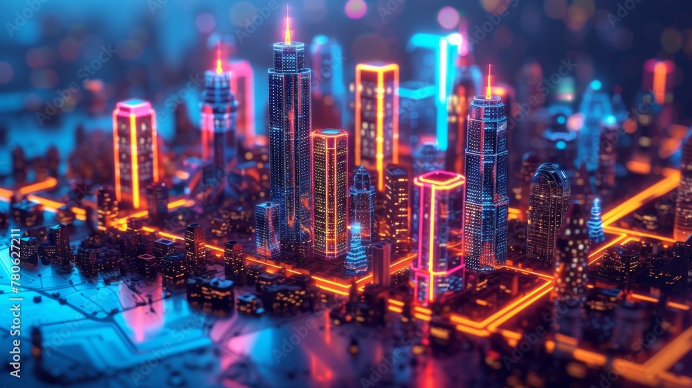 Neon Metropolis: A Cityscape Ablaze with Futuristic Lights Neon Metropolis: A Cityscape Ablaze with Futuristic Lights