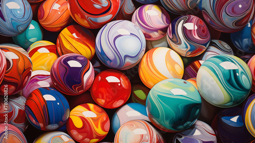 Colorful Marble Decorations on Beaded Background