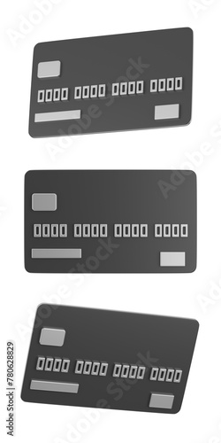 set of 3d credit card with transparent background, PNG, 3d render credit card, black credit card