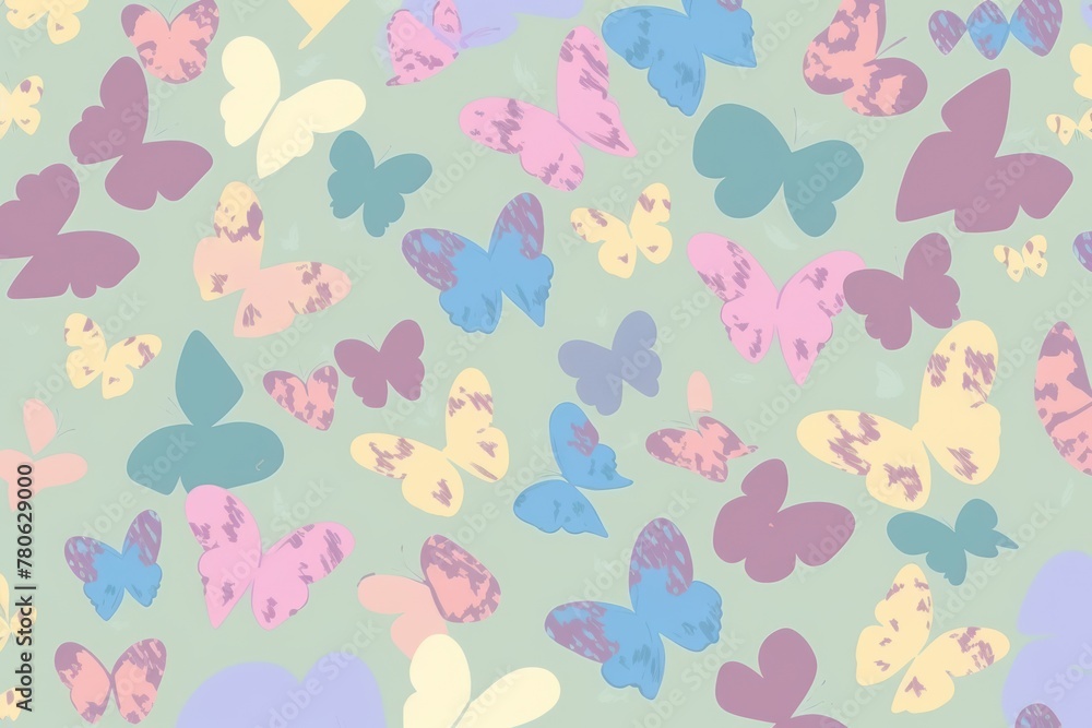 Pastel butterfly pattern background, perfect for spring and gentle design themes