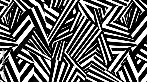 seamless pattern of black and white lines in the shape of triangles 