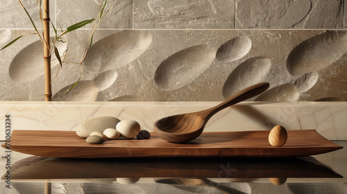 Zen Still Life with Wooden Spoons and Bamboo, Tranquil Minimalist Decor