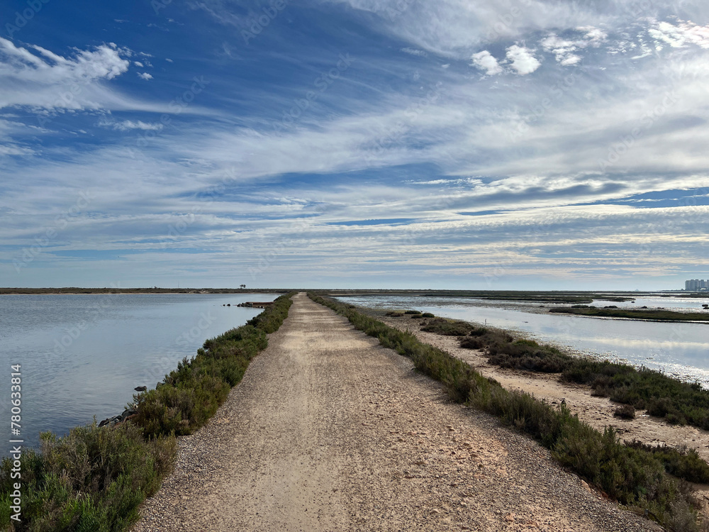 Gravel road at las salinas around San Pedro del Pinatar