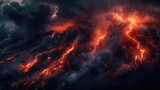 Volcanic lightning burning lava