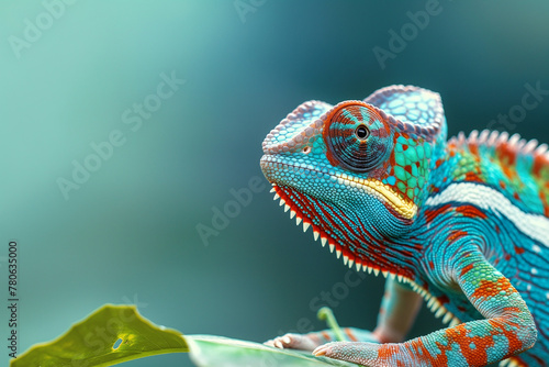 Chameleon shifting its colors  representing adaptability and change  concept of Camouflage. Generative ai. C003