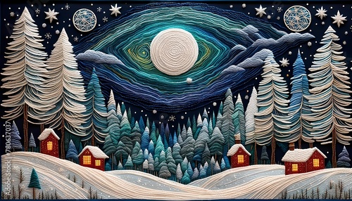 Forest Winter Wonderland Embroidery Art photo