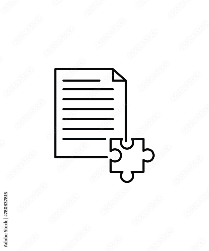 paper with puzzle icon, vector best line icon. paper with puzzle icon, vector best line icon.