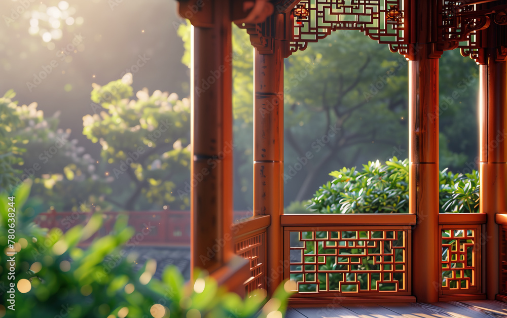 Chinese traditional garden architecture,created with Generative AI tecnology.