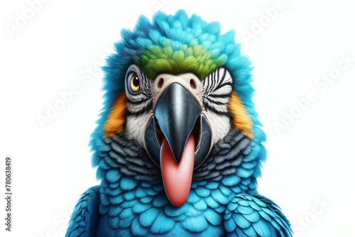 Parrot winking and sticking out tongue