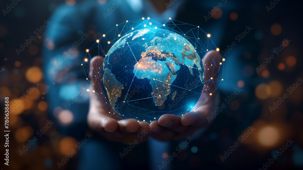 hand holding a globe