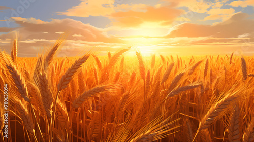 Wheat Field Sunset Glow