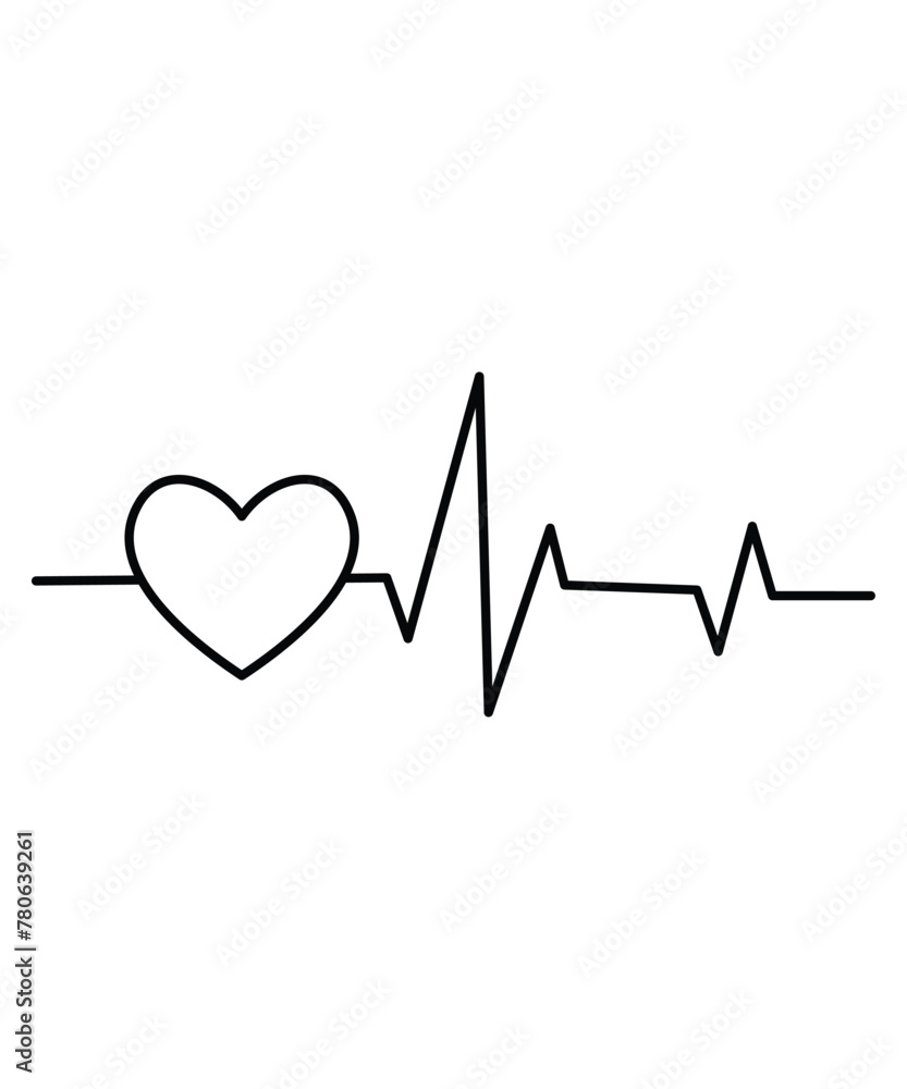 heart and heartbeat icon, vector best line icon.
