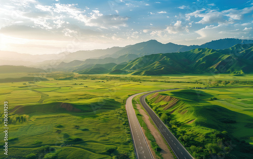 Grassland scenery in Xinjiang, China,created with Generative AI tecnology. © henvryfo