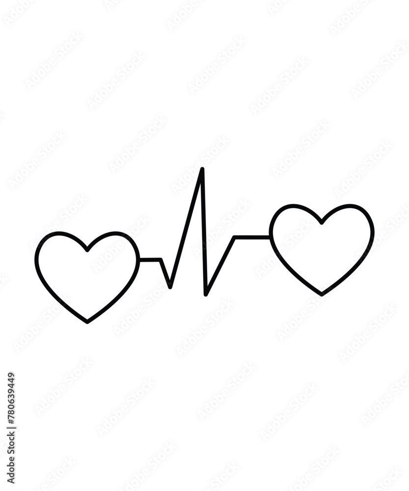 heart and heartbeat icon, vector best line icon. heart and heartbeat icon, vector best line icon.