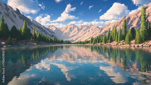 Tranquil Mountain Lake Landscape  HD Wallpaper