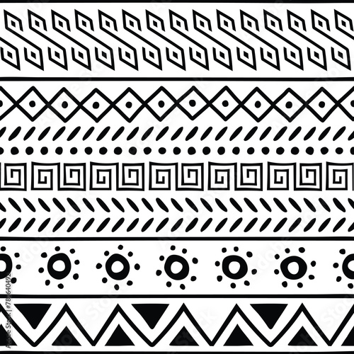 Seamless pattern, ethnic background, hand drawing, vector design  © Valerii